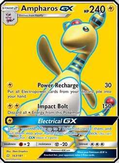 Ampharos GX card from Team Up, number 163/181
