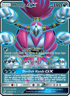 Hoopa GX card from Team Up, number 166/181