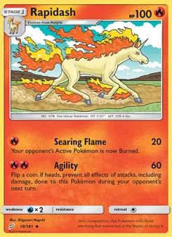 Rapidash card from Team Up, number 18/181