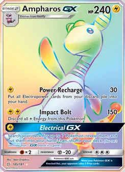 Ampharos GX card from Team Up, number 185/181