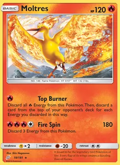 Moltres card from Team Up, number 19/181