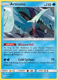 Articuno card from Team Up, number 32/181