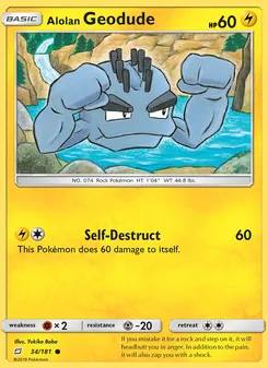 Alolan Geodude card from Team Up, number 34/181