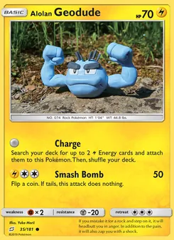 Alolan Geodude card from Team Up, number 35/181