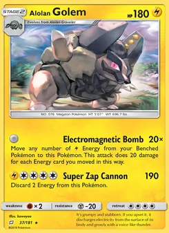 Alolan Golem card from Team Up, number 37/181