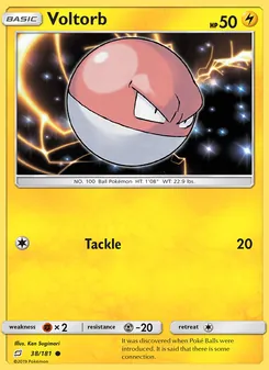 Voltorb card from Team Up, number 38/181