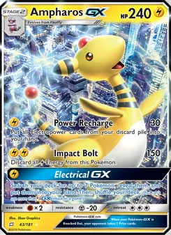 Ampharos GX card from Team Up, number 43/181