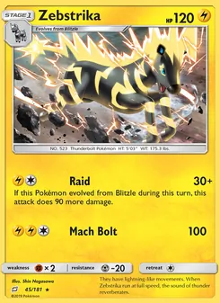 Zebstrika card from Team Up, number 45/181