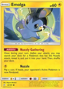 Emolga card from Team Up, number 46/181