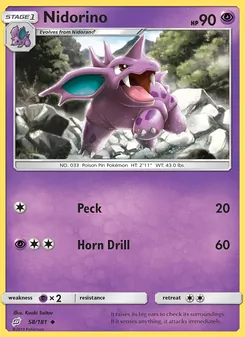 Nidorino card from Team Up, number 58/181