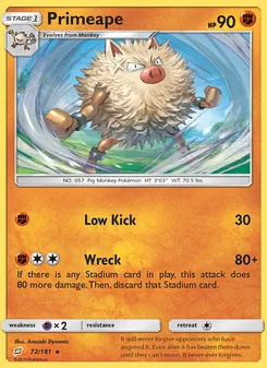 Primeape card from Team Up, number 72/181