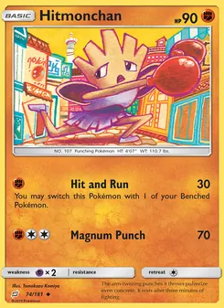 Hitmonchan card from Team Up, number 74/181
