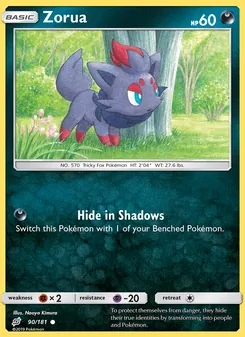 Zorua card from Team Up, number 90/181