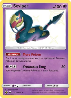 Seviper card from Hidden Fates Shiny Vault, number SV15/94