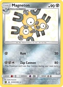 Magneton card from Hidden Fates Shiny Vault, number SV28/94