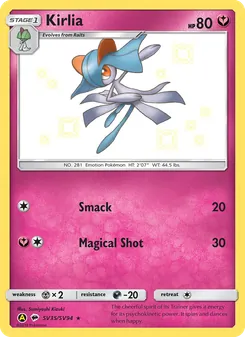 Kirlia card from Hidden Fates Shiny Vault, number SV35/94