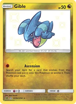 Gible card from Hidden Fates Shiny Vault, number SV38/94