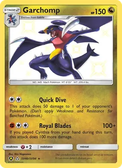 Garchomp card from Hidden Fates Shiny Vault, number SV40/94
