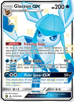 Glaceon-GX card from Hidden Fates Shiny Vault, number SV55/94
