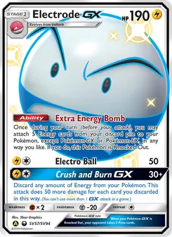 Electrode-GX card from Hidden Fates Shiny Vault, number SV57/94