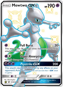 Mewtwo-GX card from Hidden Fates Shiny Vault, number SV59/94
