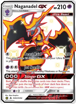 Naganadel-GX card from Hidden Fates Shiny Vault, number SV63/94