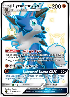 Lycanroc-GX card from Hidden Fates Shiny Vault, number SV67/94