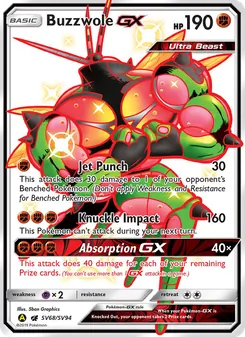 Buzzwole-GX card from Hidden Fates Shiny Vault, number SV68/94