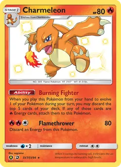Charmeleon card from Hidden Fates Shiny Vault, number SV7/94