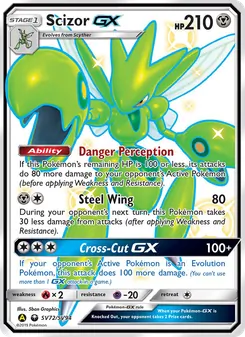 Scizor-GX card from Hidden Fates Shiny Vault, number SV72/94