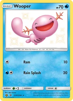 Wooper card from Hidden Fates Shiny Vault, number SV9/94