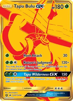 Tapu Bulu-GX card from Hidden Fates Shiny Vault, number SV91/94