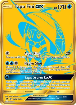 Tapu Fini-GX card from Hidden Fates Shiny Vault, number SV92/94