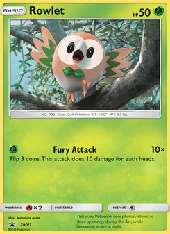Rowlet card from SM Black Star Promos, number SM01/248