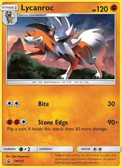 Lycanroc card from SM Black Star Promos, number SM105/248