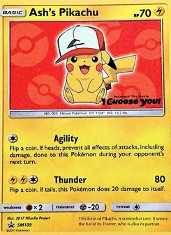 Ash's Pikachu card from SM Black Star Promos, number SM109/248