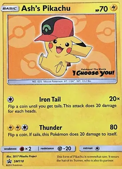 Ash's Pikachu card from SM Black Star Promos, number SM110/248