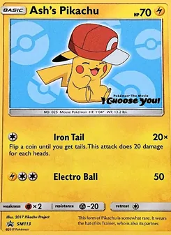 Ash's Pikachu card from SM Black Star Promos, number SM113/248