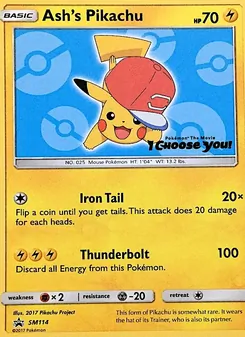 Ash's Pikachu card from SM Black Star Promos, number SM114/248