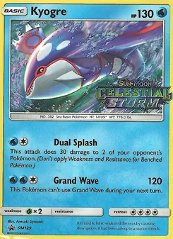 Kyogre card from SM Black Star Promos, number SM129/248