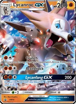 Lycanroc GX card from SM Black Star Promos, number SM14/248