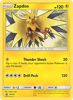 Zapdos card from SM Black Star Promos, number SM145/248