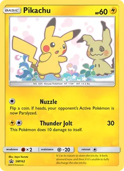 Pikachu card from SM Black Star Promos, number SM162/248