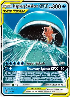 Magikarp & Wailord GX card from SM Black Star Promos, number SM166/248