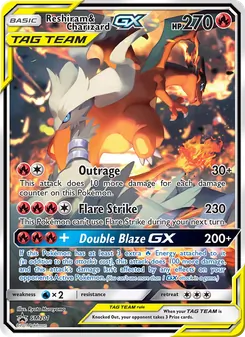 Reshiram & Charizard GX card from SM Black Star Promos, number SM201/248