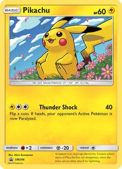Pikachu card from SM Black Star Promos, number SM206/248