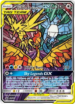 Moltres & Zapdos & Articuno GX card from SM Black Star Promos, number SM210/248