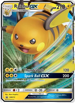Raichu GX card from SM Black Star Promos, number SM213/248