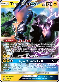 Tapu Koko GX card from SM Black Star Promos, number SM50/248