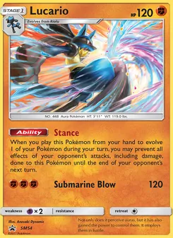 Lucario card from SM Black Star Promos, number SM54/248